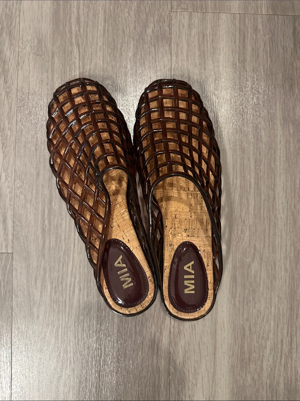 MIA Brown Woven Cage-Style Slip-On Clogs